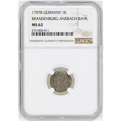 1797B Germany Kreuzer Brandenburg-Ansbach-Bayr Coin NGC MS62