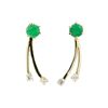 Image 1 : 0.76 ctw Emerald and Diamond Earrings - 14KT Yellow Gold