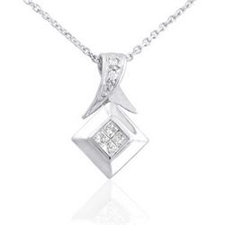 14k White Gold 0.18CTW Diamond Pendant, (H)