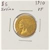 Image 1 : 1910 $5 Indian Head Half Eagle Gold Coin