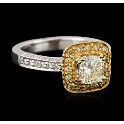 18KT Two-Tone Gold 1.43 ctw Fancy Light Yellow Diamond Ring