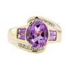 Image 2 : 2.70 ctw Amethyst and Diamond Ring - 14KT Yellow Gold