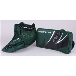 Marty Turco Signed Stars Game-Used Ice Hockey Goalie Blocker Glove Set (JSA COA)