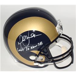 Marshall Faulk Signed Rams Full-Size Helmet Inscribed "Last To Wear 28" (JSA COA)