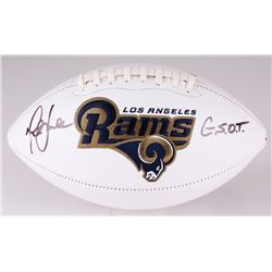Marshall Faulk Signed Rams Logo Football Inscribed "G.S.O.T." (JSA COA)