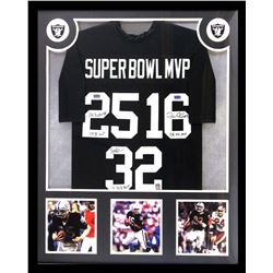 Marcus Allen, Jim Plunkett  Fred Biletnikoff Signed 34x42 Custom Framed Jersey Inscribed "Super Bowl