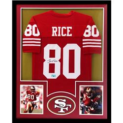 Jerry Rice Signed 34x42 Custom Framed Jersey (Radtke COA)