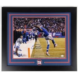 Odell Beckham Jr. Signed Giants 23.5x27.5 Custom Framed Photo Display (JSA COA)