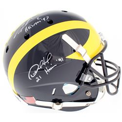 Desmond Howard  Charles Woodson Signed Michigan Wolverines Full-Size Helmet Inscribed "Heisman 97"  