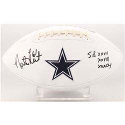 Nate Newton Signed Dallas Cowboys Logo Football Inscribed "SB XXVII XXVIII XXX Champ" (JSA COA)