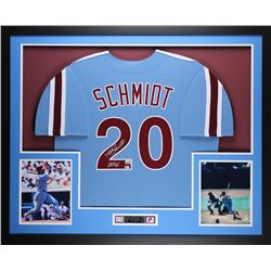Mike Schmidt Signed 35x43 Custom Framed Jersey Display Inscribed "HOF 95" (Fanatics Hologram)