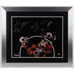 2013â€“14 Brooklyn Nets 23x27 Custom Framed Photo Display Signed by (8) Brook Lopez, Andrei Kirilenk