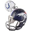 Image 1 : Peyton Manning Signed Indianapolis Colts / Denver Broncos Spilt Full-Size Authentic On-Field Helmet 