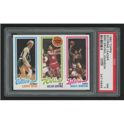 1980-81 Topps #6 34 Larry Bird RC / 174 Julius Erving TL / 139 Magic Johnson RC (PSA 7)