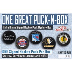 â€œOne Great Puck-N-Boxâ€ â€“ Hall of Fame Signed Hockey Puck Mystery Box