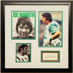 Joe Namath Signed New York Jets 19x19 Custom Framed Cut Display (JSA COA)