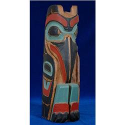 Northwest Coast Raven Totem Fully Carved Out 