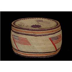 Makah Lidded Bi Centennial Basket with U.S.A.