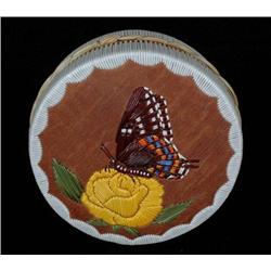 Ojibway Birch Bark and Quill Basket with Butt