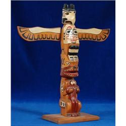 Northwest Cedar Totem with Thunderbird and Be
