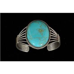Navajo Old Pawn Silver and Turquoise Bracelet