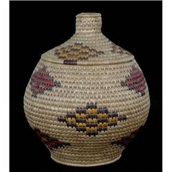 Inuit Lidded Grass Basket 11" H. 8 1/2" D.  F