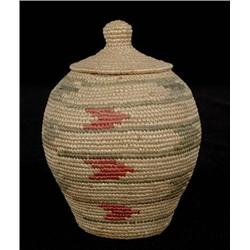 Inuit Lidded Basket Finely Woven 5 1/2" H. 4"