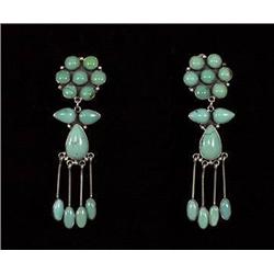 Navajo Silver and Turquoise Cluster Drop Earr