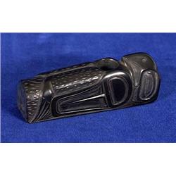 Haida Argillite Raven Pipe Signed F. Yeltatzi