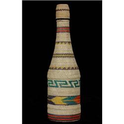 Makah Basketry Covered Bottle 10 1/4" H. 2 3/