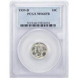 1939-D Mercury Dime Coin PCGS MS66FB