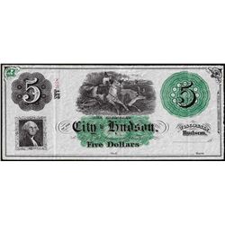 1800's $5 City of Hudson, Wisconsin Obsolete Note