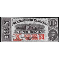 1863 $10 State of North Carolina Obsolete Note