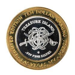 .999 Silver Treasure Island Las Vegas $10 Limited Edition Casino Gaming Token