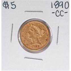 1890-CC $5 Liberty Head Half Eagle Gold Coin
