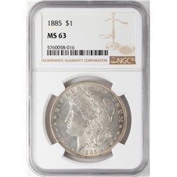 1885 $1 Morgan Silver Dollar Coin NGC MS63