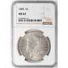 Image 1 : 1885 $1 Morgan Silver Dollar Coin NGC MS63