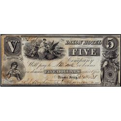 1838 $5 Dixon Hotel Ferry, Illinois Obsolete Bank Note
