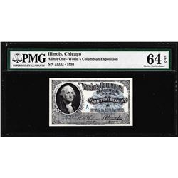 1893 World's Columbian Exposition Ticket Washington PMG Choice Uncirculated 64EPQ