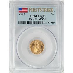 2013 $5 American Gold Eagle Coin PCGS MS70 First Strike