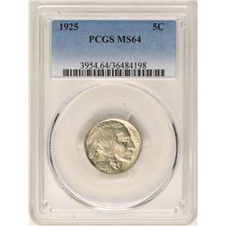 1925 Buffalo Nickel Coin PCGS MS64