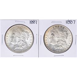 Lot of (2) 1887 $1 Morgan Silver Dollar Coins