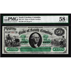 1872 $50 State of South Carolina Revenue Bond Obsolete Note PMG About Unc. 58EPQ