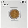 Image 1 : 1856 Type 3 $1 Indian Princess Head Gold Coin
