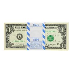 Pack of (100) Consecutive 2013 $1 Federal Reserve STAR Notes San Francisco