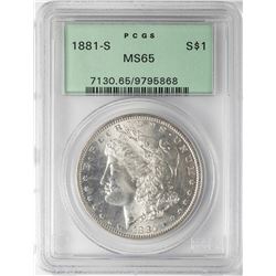 1881-S $1 Morgan Silver Dollar Coin PCGS MS65 Old Green Holder