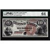 Image 1 : 1880 $10 Jackass Legal Tender Note Fr.100 PMG Choice Uncirculated 64