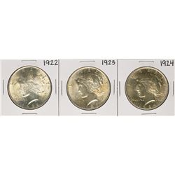 Lot of 1922-1924 $1 Peace Silver Dollar Coins