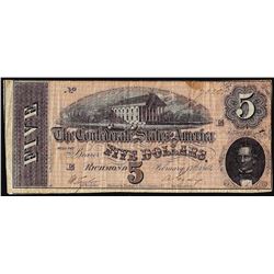 1864 $5 Confederate States of America Note