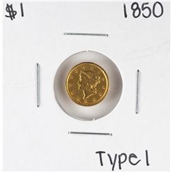 1850 Type 1 $1 Liberty Head Gold Dollar Coin